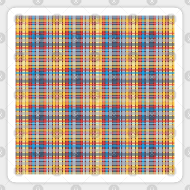 Coneflower Plaid - yellow and blue with a dash of red Sticker by FrancesPoff